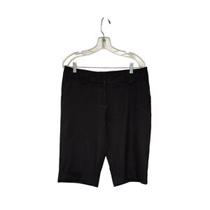 𝅺Studio 1940 Petite Bermuda Cuff Hem Wise Leg Casual Pants Size 12P Color Black